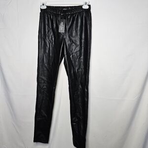 NWT Mark alan New York faux leather black PU vegan leggings pants sz Large